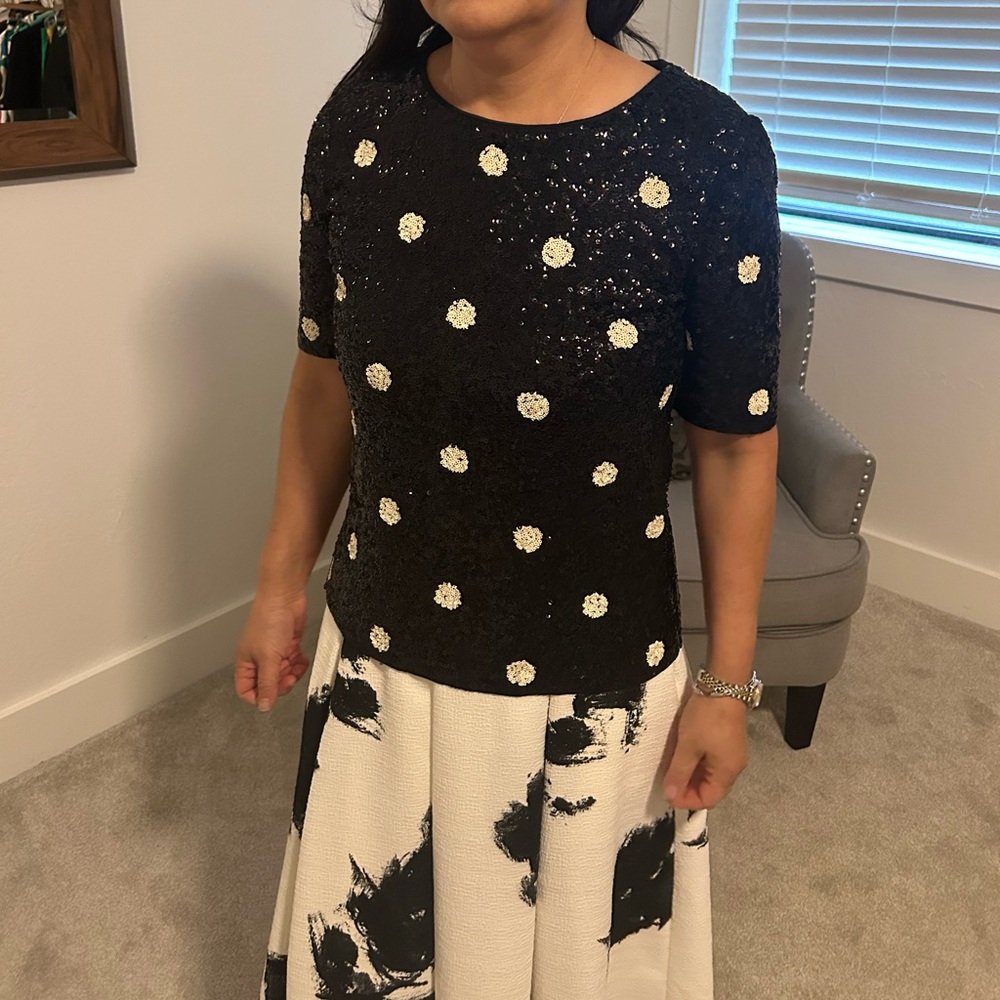 J. Crew Black Sequin Top
